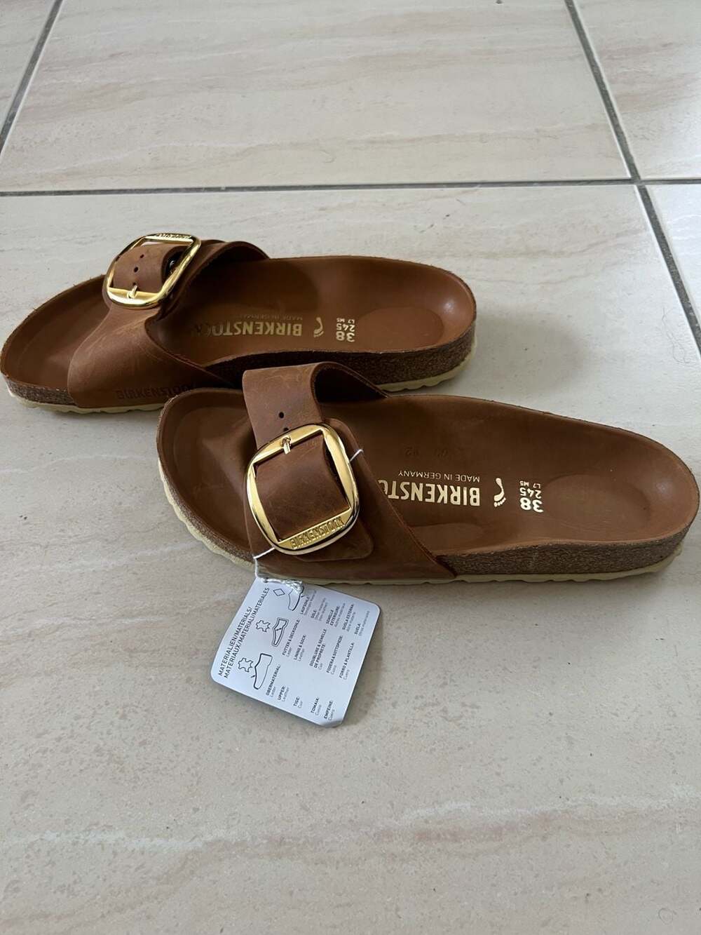 Birkenstock Madrid Big Buckle Sandal in Cognac-Size 38 - Picture 3 of 6